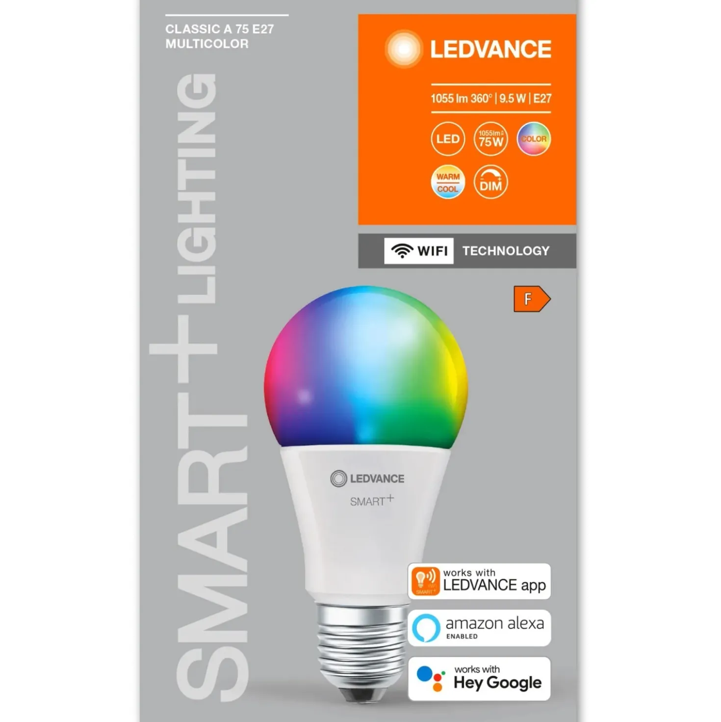 Lampadina LED a goccia Ledvance Smart Home WiFi RGBW E27 2700-6500 K 75 W 800 lm