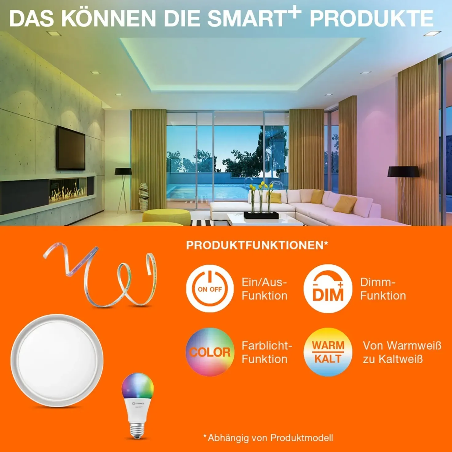 Lampadina LED a goccia Ledvance Smart Home WiFi RGBW E27 2700-6500 K 60 W 806 lm