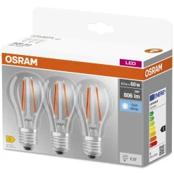 Lampadina LED E27 a goccia Osram 806 lm bianco neutro 3 pz