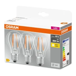 Lampadina LED E27 a goccia Osram 806 lm bianco caldo 3 pz