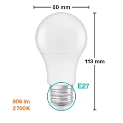 Lampadina LED E27 a goccia smerigliata Osram 806 lm bianco caldo 5 pz