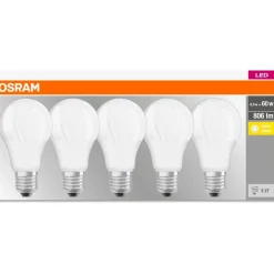 Lampadina LED E27 a goccia smerigliata Osram 806 lm bianco caldo 5 pz