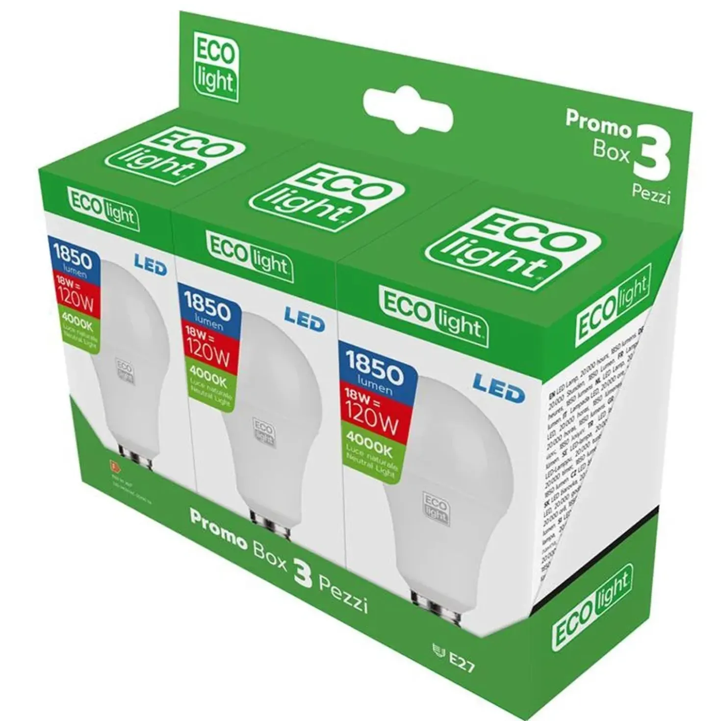 Lampadina LED E27 a goccia Century 1900 lm bianco neutro 3 pz