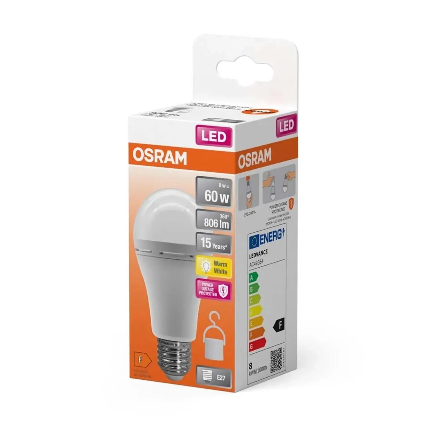 Lampadina LED E27 a goccia ricaricabile Osram 806 lm bianco caldo