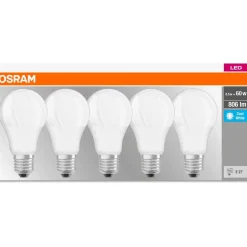 Lampadina LED E27 a goccia smerigliata Osram 806 lm bianco neutro 5 pz