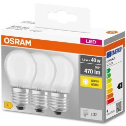 Lampadina LED E27 a sfera Osram 470 lm bianco caldo 3 pz