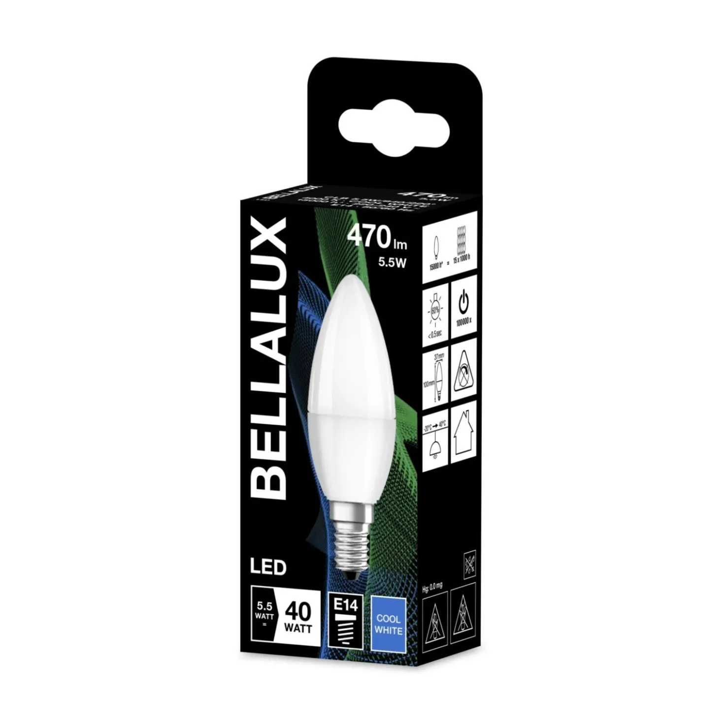 Lampadina LED E14 forma a candela Bellalux 470 lm bianco naturale