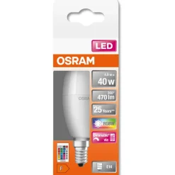 Lampadina LED E14 RGBW E14 forma a candela Osram 470lm multicolore
