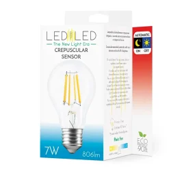 Lampadina LED goccia crepuscolare luce fredda E27 7W 806 lumens