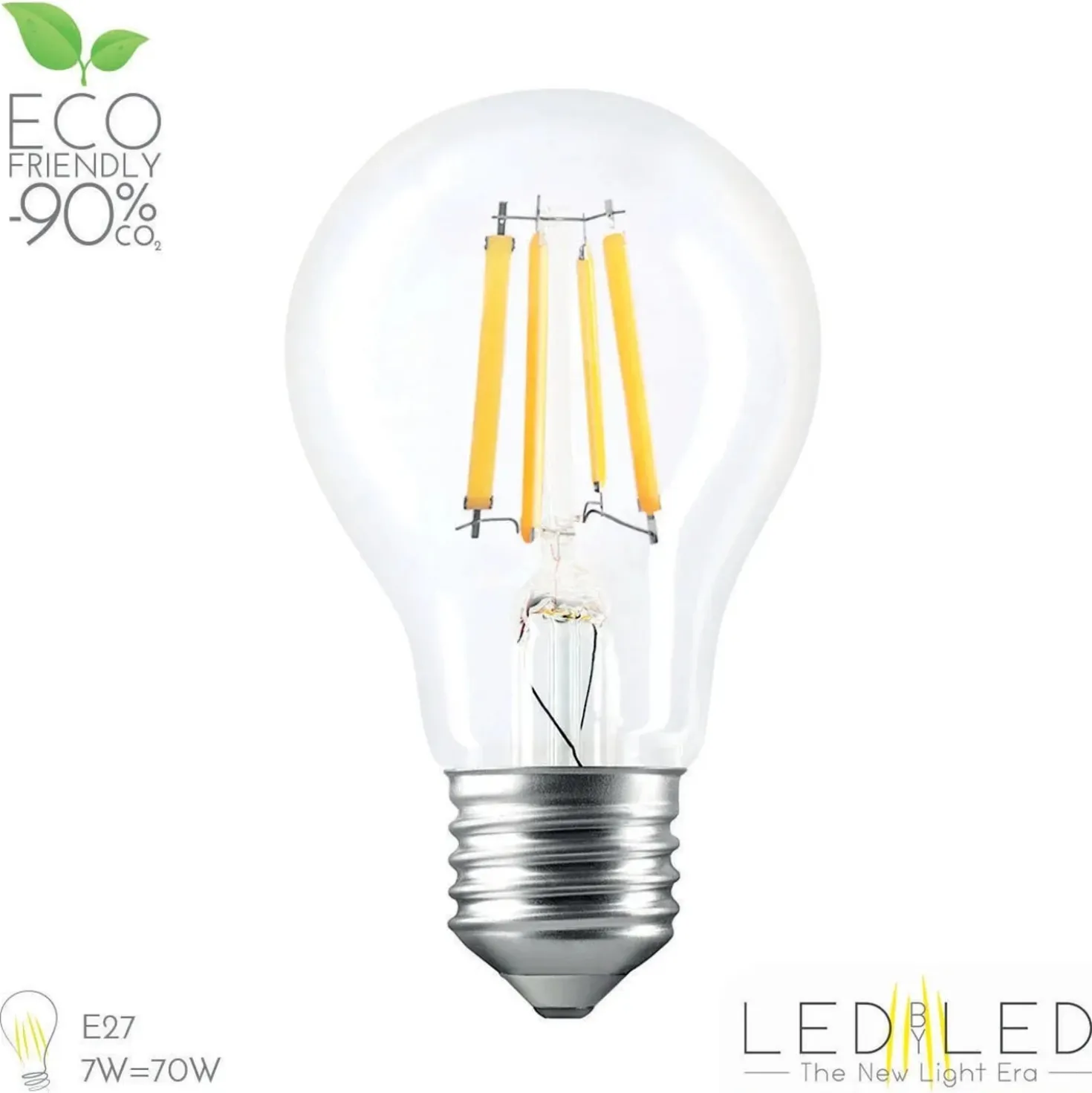 Lampadina LED goccia crepuscolare luce fredda E27 7W 806 lumens