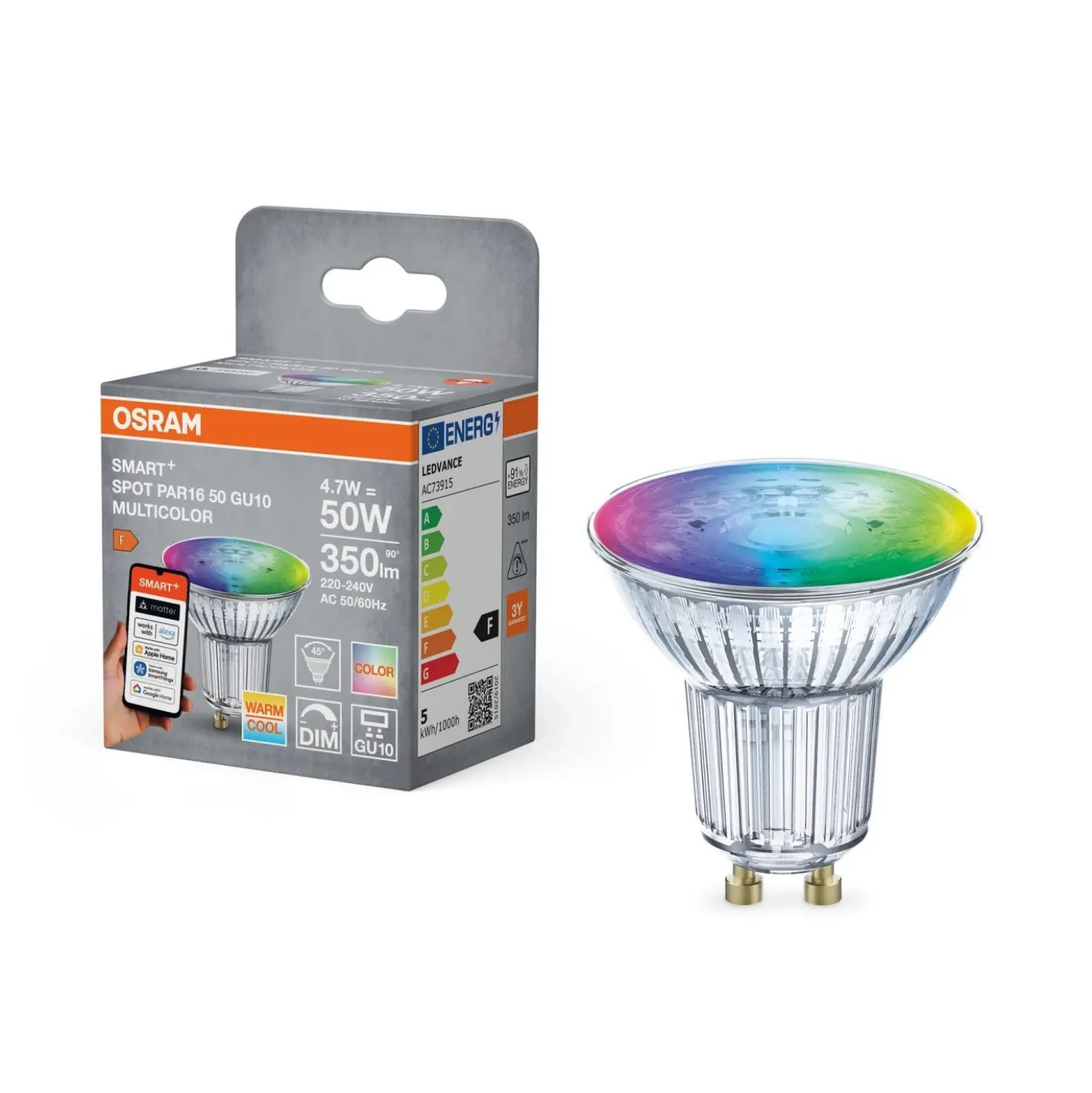 Lampadina LED GU10 Osram PAR16 RGBW 4,7 W 350 lm 5,4x5 cm