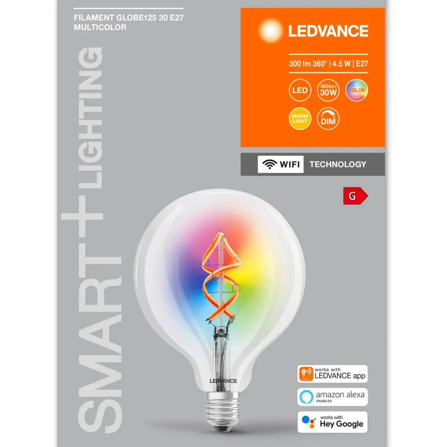 Lampadina LED Ledvance Smart Home+ Wifi Filamento Globo RGBW E27 4.5 W 300 lm