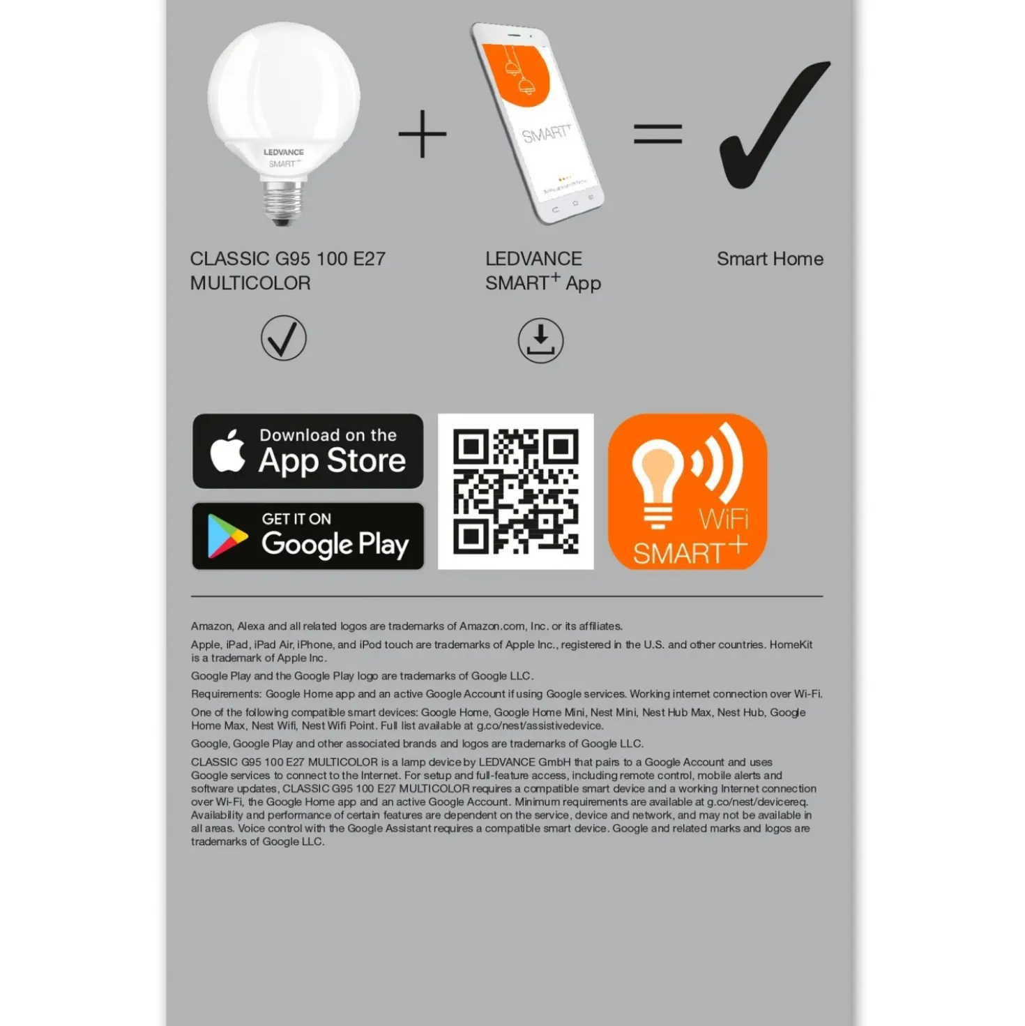 Lampadina LED Ledvance Smart Home+Wifi Globe E27 14 W 1521 lm 2700-6500 K RGBW