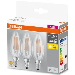 Lampadine LED E14 Osram bianco caldo 3 pz