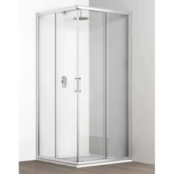 Lato angolo doccia Tekno argento e trasparente 77-80x190 cm