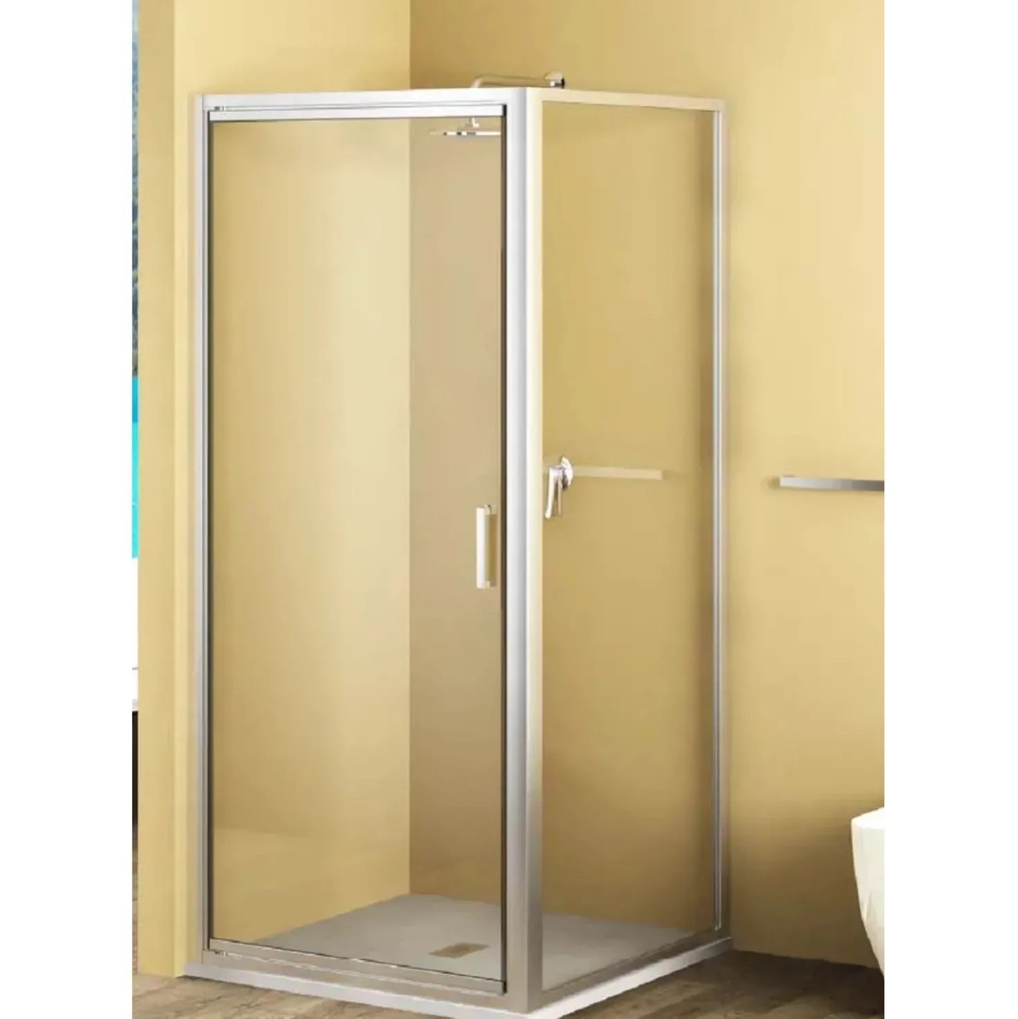 Lato fisso doccia Bild L87/93xH190 cm argento decoro 1