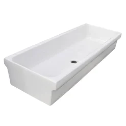 Lavabo a canale in ceramica bianco 90 cm