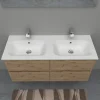Lavabo bianco in mineralmarmo 120 cm doppia vasca