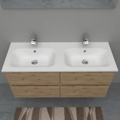 Lavabo bianco in mineralmarmo 120 cm doppia vasca