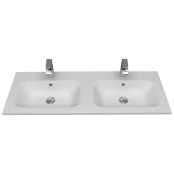 Lavabo bianco in mineralmarmo 120 cm doppia vasca