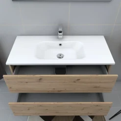 Lavabo bianco in mineralmarmo 100 cm