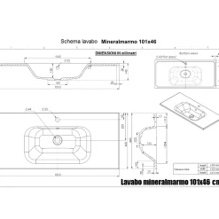 Lavabo bianco in mineralmarmo 100 cm