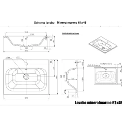 Lavabo bianco in mineralmarmo 60 cm