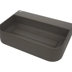 Lavabo da appoggio quadrato Rodas Idrostile foro e copripiletta Antracite met