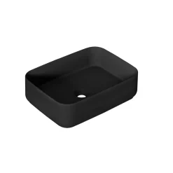 Lavabo da appoggio rettangolare in ceramica 50x12x36 cm Nero opaco
