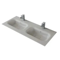 Lavabo da incasso con 2 vasche integrate Ocritech 121x51,2 cm bianco opaco