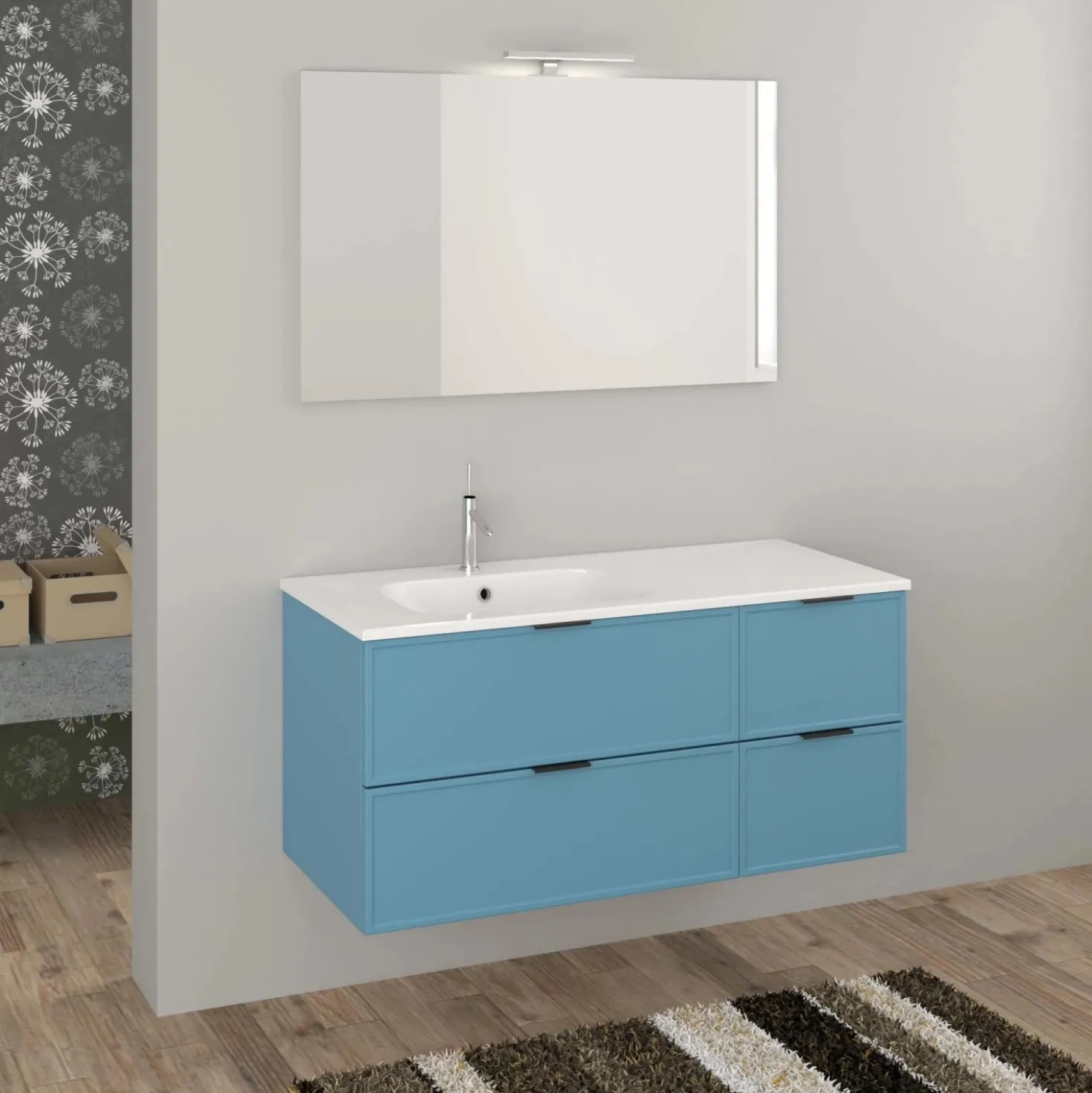 Lavabo da incasso con vasca a sinistra 121x46 cm (80+40) mineral bianco