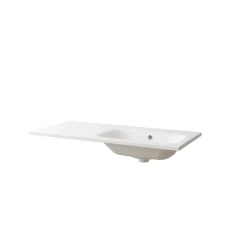 Lavabo da incasso con vasca a destra 101x46 cm mineralmarmo bianco