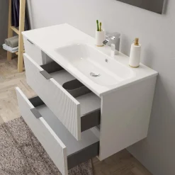 Lavabo da incasso con vasca a destra 121x46 cm (40+80) mineral bianco