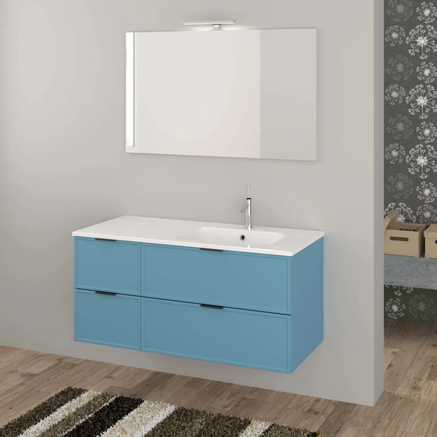 Lavabo da incasso con vasca a destra 121x46 cm (40+80) mineral bianco