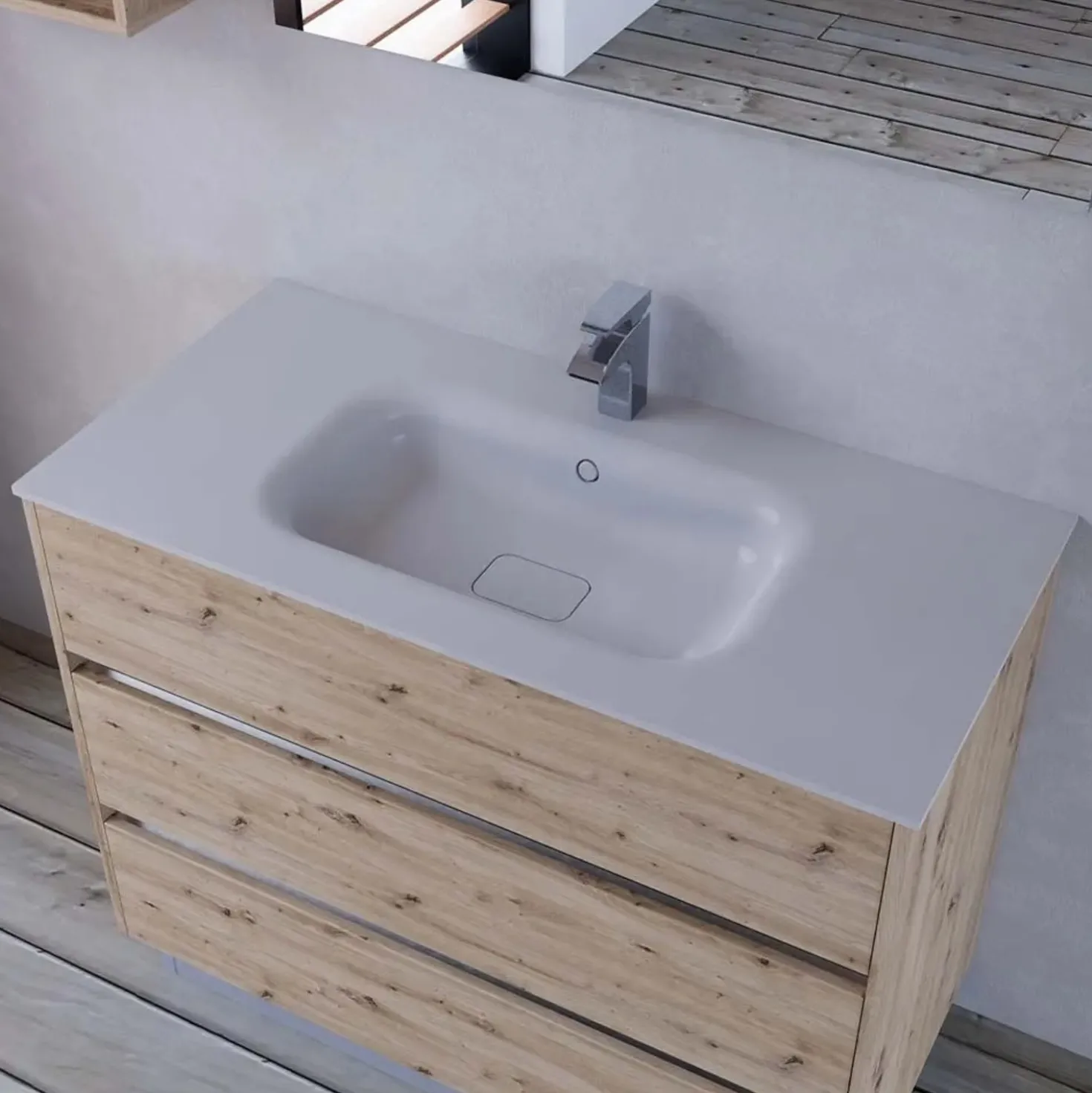Lavabo da incasso con vasca integrata Ocritech 106x51,2 cm bianco opaco