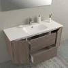 Lavabo da incasso con vasca centrale 121x46 cm mineralmarmo bianco
