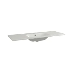 Lavabo da incasso con vasca centrale 121x46 cm mineralmarmo bianco