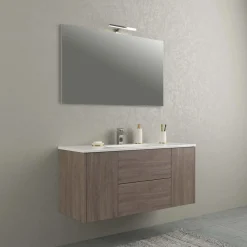 Lavabo da incasso con vasca centrale 121x46 cm mineralmarmo bianco