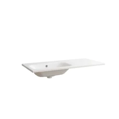 Lavabo da incasso con vasca a sinistra 101x46 cm mineralmarmo bianco