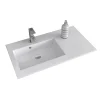 Lavabo da incasso con vasca a sinistra 90x50 cm mineralmarmo bianco