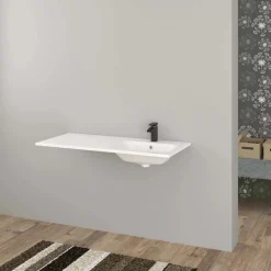 Lavabo da incasso con vasca a destra 121x46 cm mineralmarmo bianco