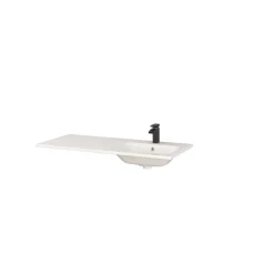Lavabo da incasso con vasca a destra 121x46 cm mineralmarmo bianco