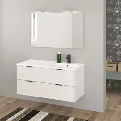Lavabo da incasso con vasca a destra 121x46 cm mineralmarmo bianco