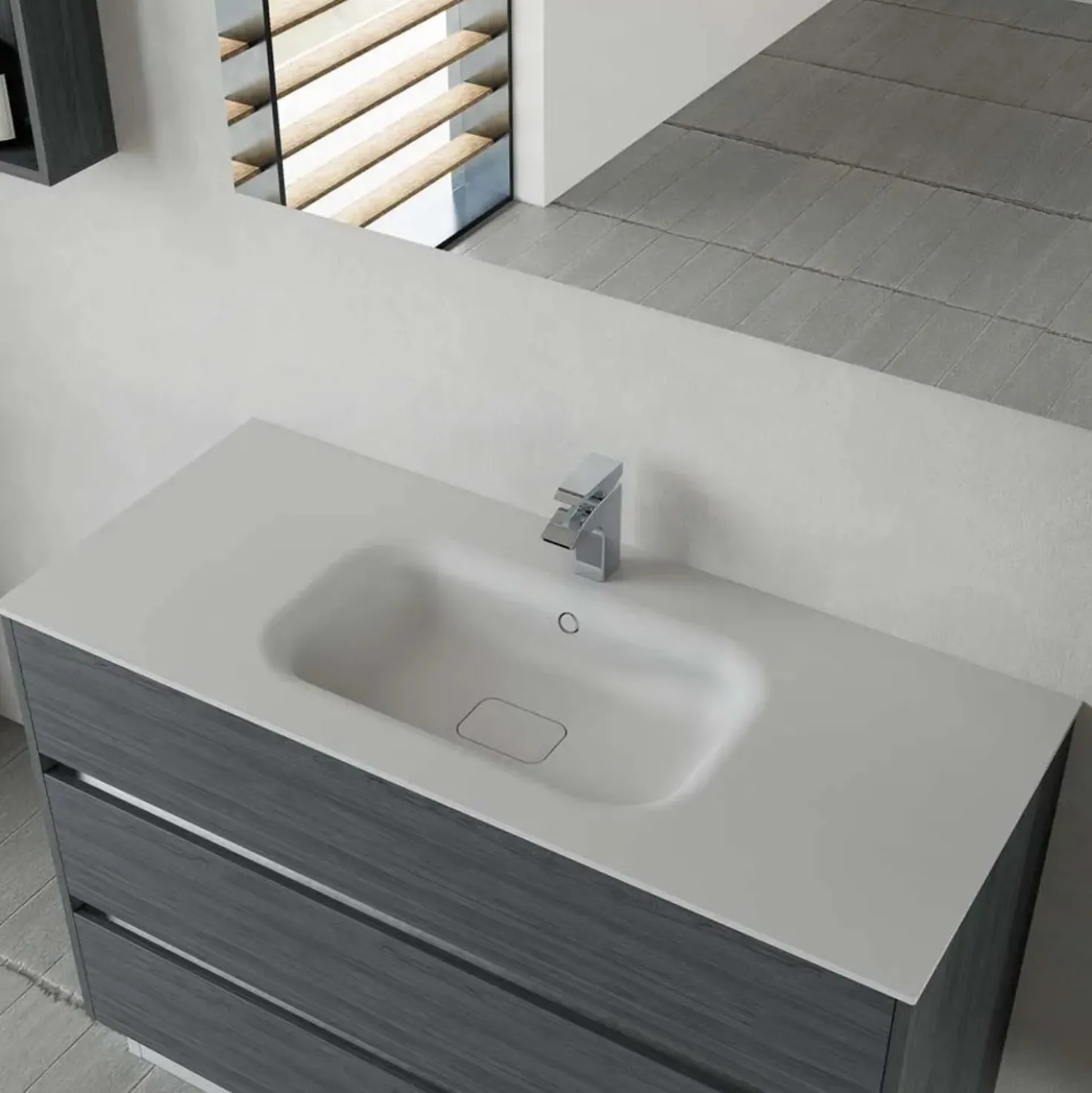 Lavabo da incasso con vasca integrata Ocritech 121x51,2 cm bianco opaco