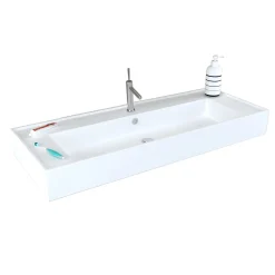 Lavabo da incasso in mineralmarmo bianco L 120 x H 13,5 x P 46 cm