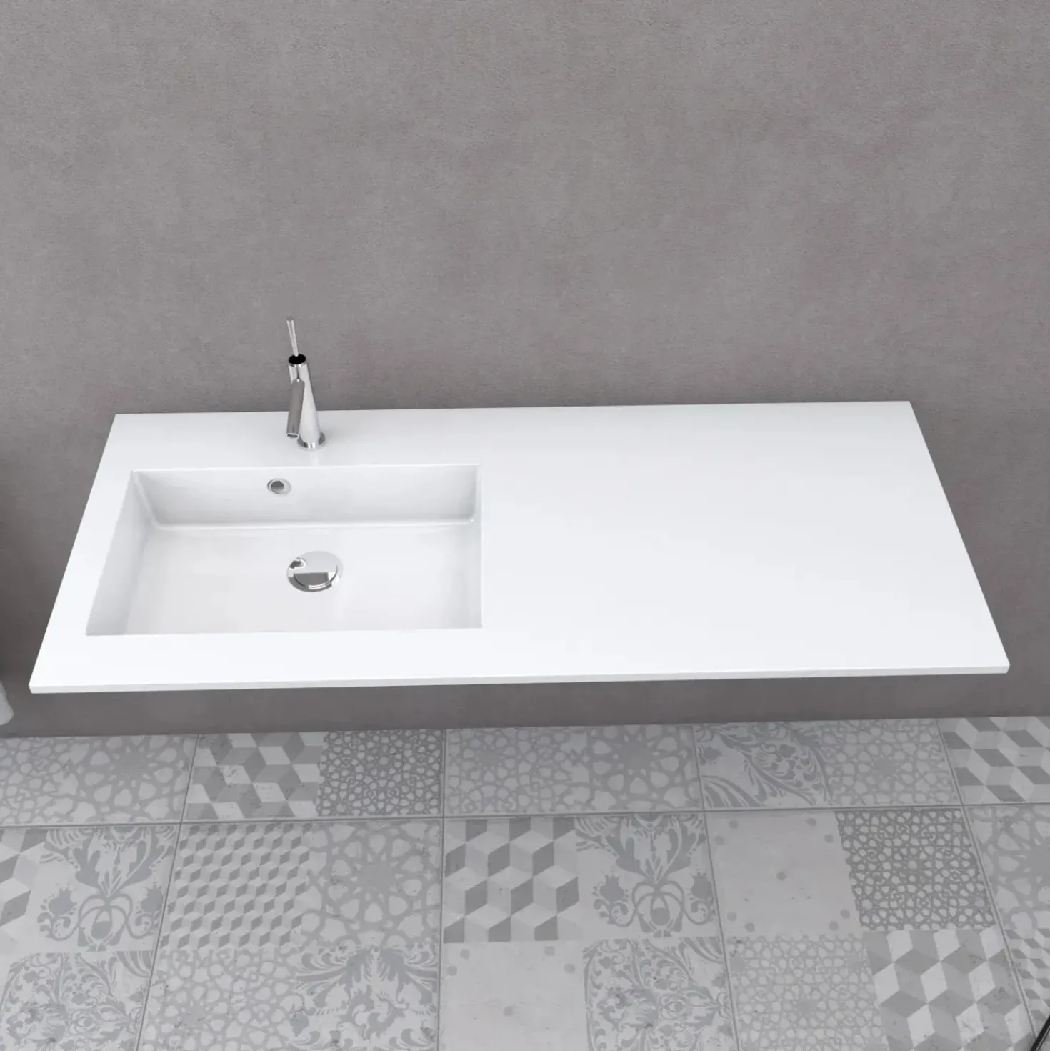Lavabo da incasso 120x50 cm mineralmarmo bianco