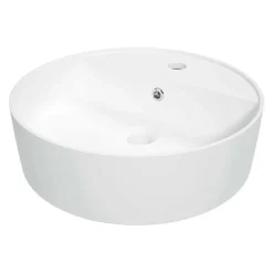 Lavabo d`appoggio ceramica Idrostile tondo con basetta bianco