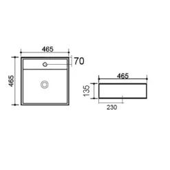 Lavabo d`appoggio in ceramica bianca l 46,5 x p 46,5 x h 13,5 cm