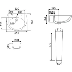 Lavabo in ceramica serie Idro 60 cm