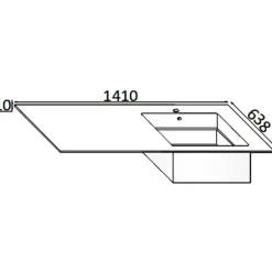 Lavabo in solid surface 141x63,8x1 cm SX arredo lavanderia Bianco opaco